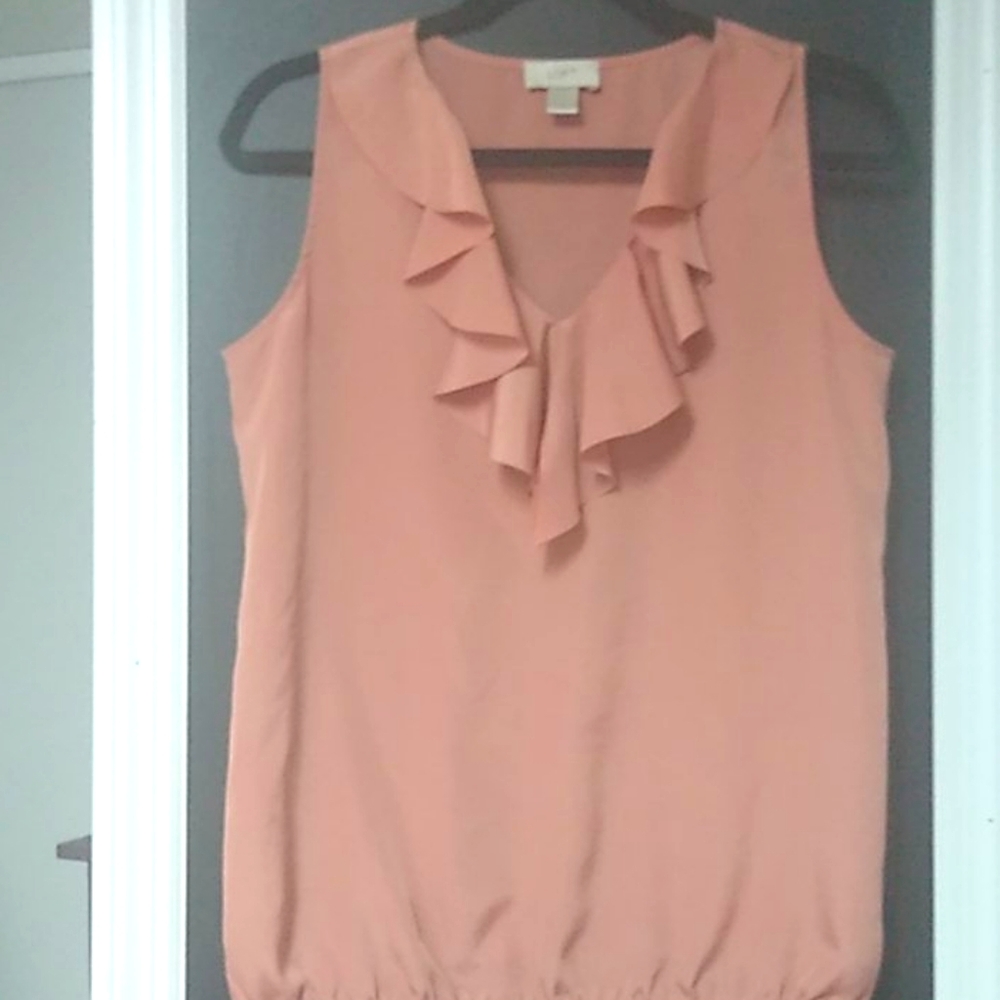 Loft sleeveless blouse w ruffle detail